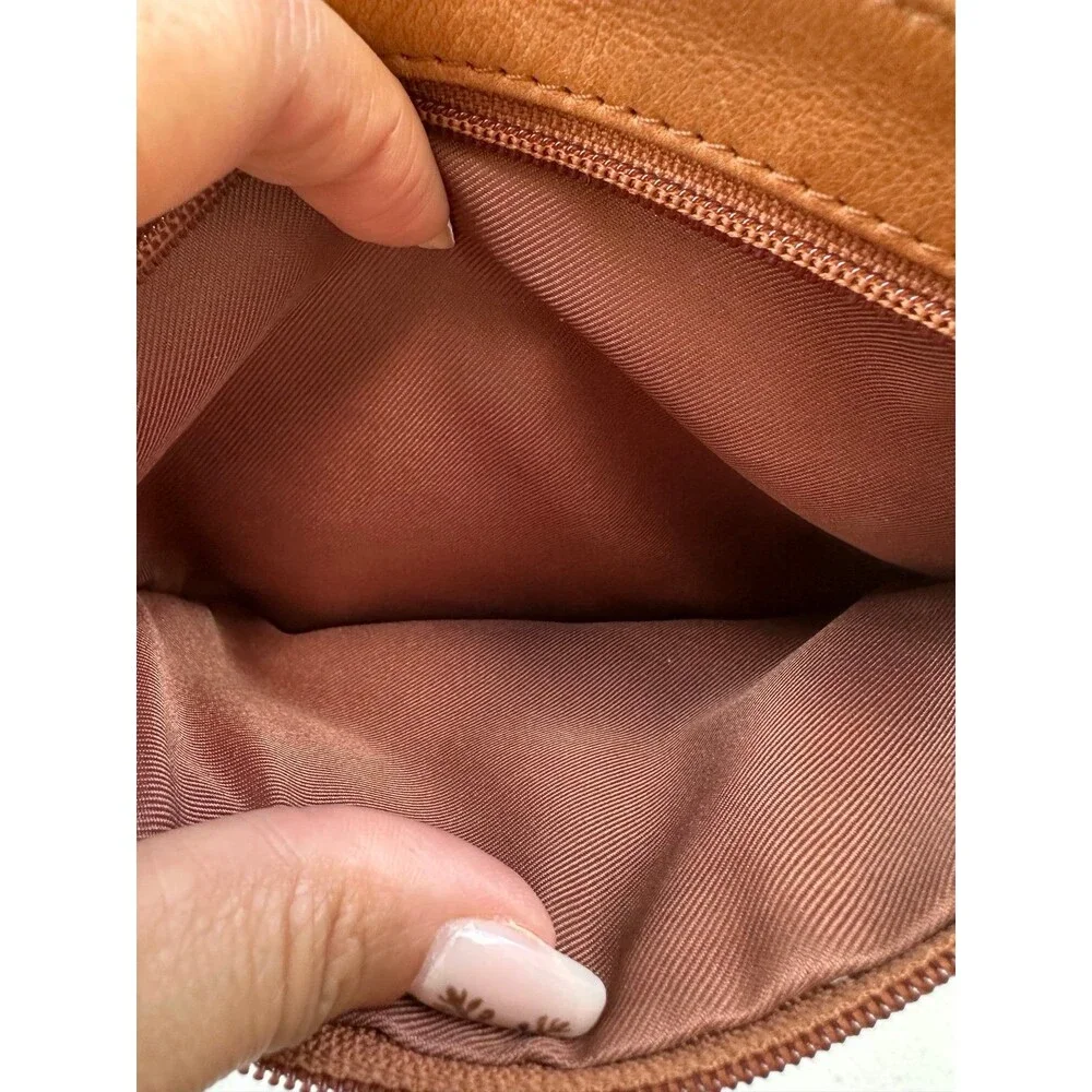 Vintage Fossil Front Flap Pocket Leather Organizer Dual Zipper Crossbody Bag